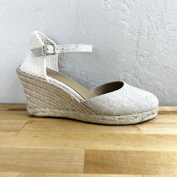 J.Crew Factory‎ Ankle-strap Espadrille Wedges Sandal Closed Toe Shoes Size 6.5 - Picture 1 of 11
